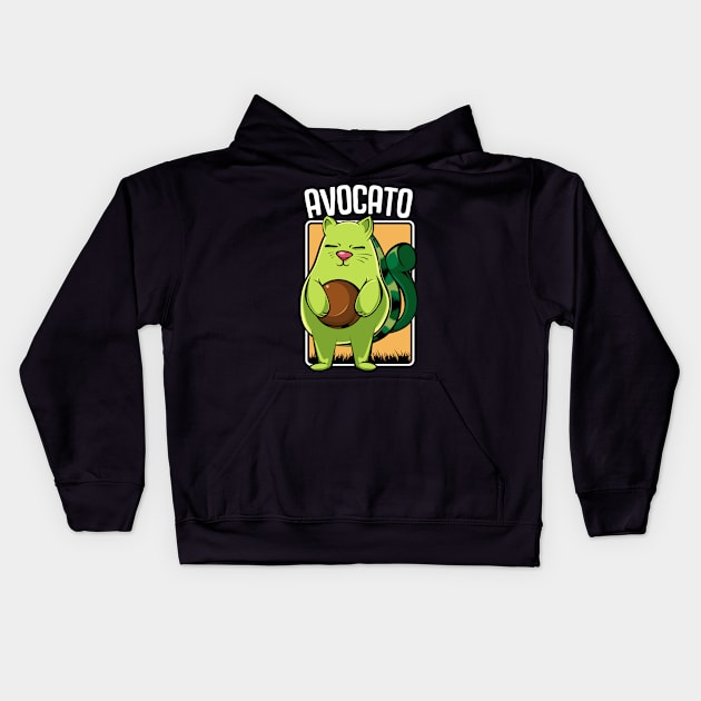 Avocado - Avocato Funny Cat Pun Cute Guacamole Kids Hoodie by Lumio Gifts